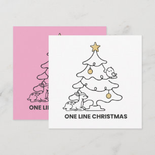Minimalistischer Weihnachtsbaum in einer Linie Karte