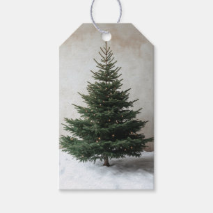 Minimalistischer Weihnachtsbaum mit sanften Lichte Geschenkanhänger