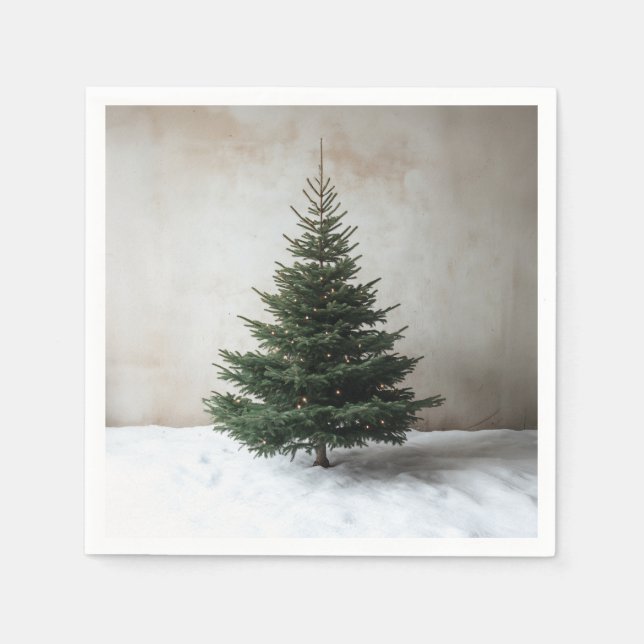 Minimalistischer Weihnachtsbaum mit sanften Lichte Serviette (Vorderseite)