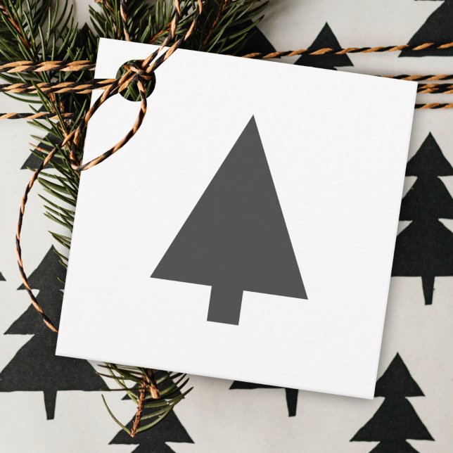 Minimalistischer Weihnachtsbaum | Schwarz und Weiß Geschenkanhänger (Von Creator hochgeladen)