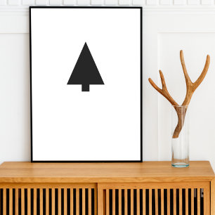Minimalistischer Weihnachtsbaum   Schwarz und Weiß Poster