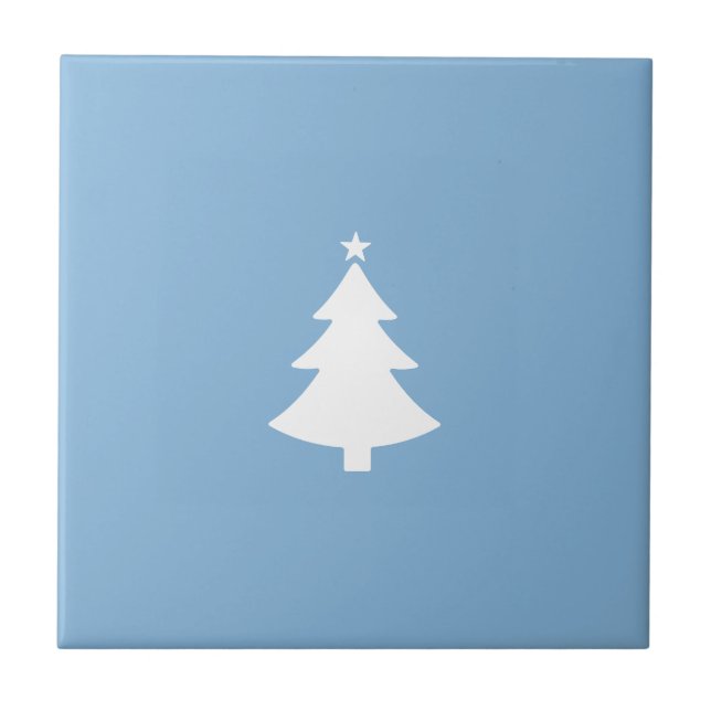 Minimalistischer Weihnachtsbaum, Sky Blue Fliese (Vorderseite)