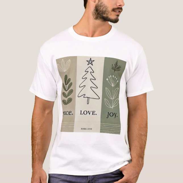 Minimalistischer Weihnachtsbaum T - Shirt - Friede (Vorderseite)