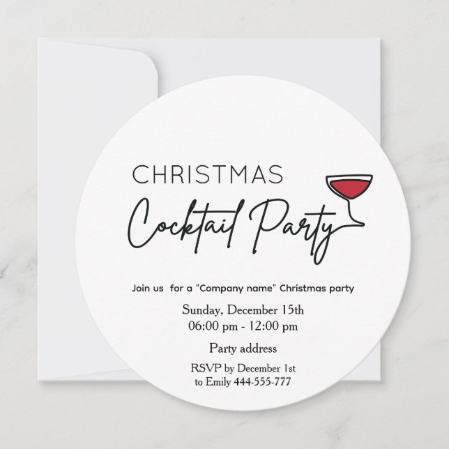 Minimalistischer Weihnachtscocktail Party Einladung (Vorderseite)
