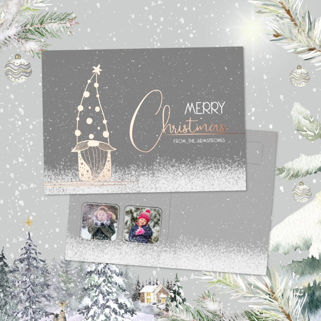 Minimalistischer Weihnachtsgnome Folien Feiertagskarte (Minimalist Christmas Gnome Foil Holiday Card ©Susanne Sachers - Sunny Mind 🌞)