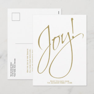 Minimalistischer Weihnachtsgruß in Gold- und Weiß- Feiertagspostkarte