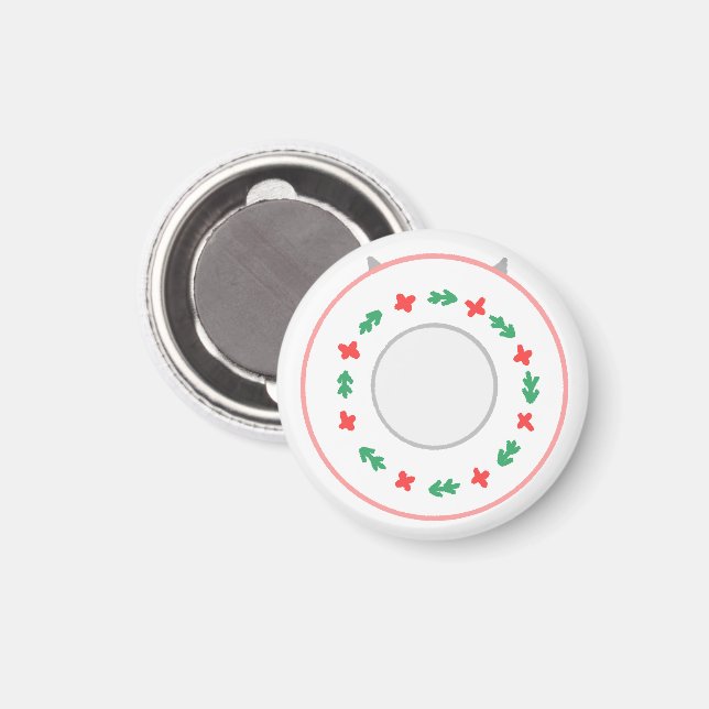 Minimalistischer Weihnachtskranz Feiertagsgeschirr Magnet (Vorderseite/Rückseite)
