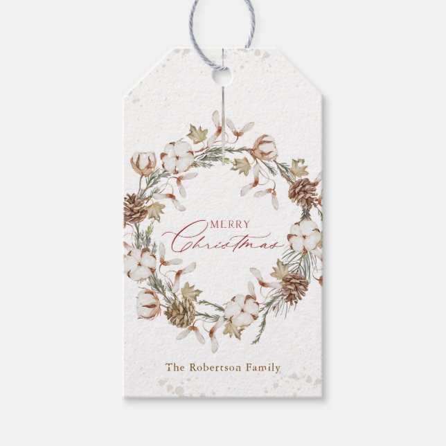 Minimalistischer Weihnachtskranz Geschenkanhänger (Vorderseite)