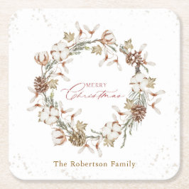 Minimalistischer Weihnachtskranz Rechteckiger Pappuntersetzer