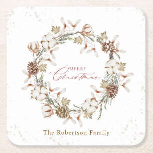 Minimalistischer Weihnachtskranz Rechteckiger Pappuntersetzer