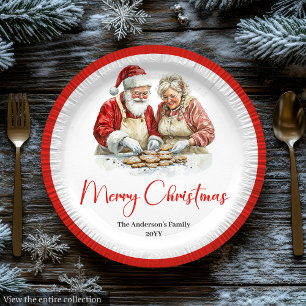 Minimalistischer Weihnachtsmann Vintage Rot Weiß A Pappteller