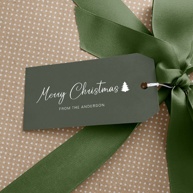 Minimalistischer Weihnachtswald grün Geschenkanhänger (An elegant gift tag with a touch of sophistication that makes every present extra special.)