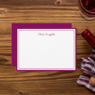 Minimalistischer Weinrot, 2 Grenzen, Unterschrift Mitteilungskarte