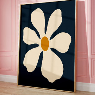 Minimalistischer weißer Blumenwandkunst-Druck  Poster