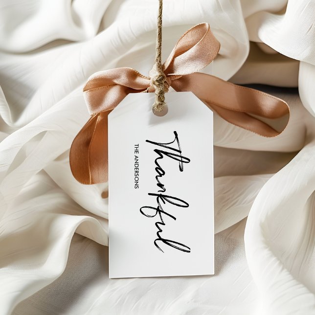 Minimalistischer weißer "dankbarer" Erntedank Geschenkanhänger (Von Creator hochgeladen)