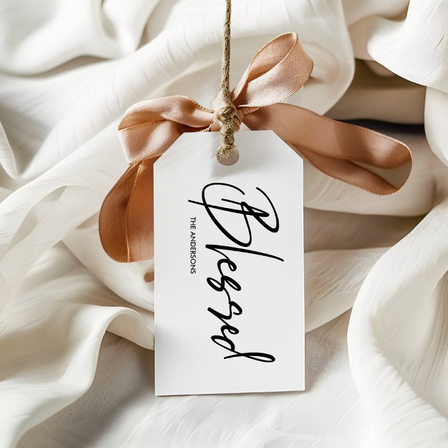 Minimalistischer weißer "gesegneter" Erntedank Geschenkanhänger (Von Creator hochgeladen)