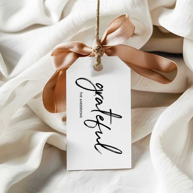 Minimalistischer weißer "Grateam"-Erntedank Geschenkanhänger (Von Creator hochgeladen)