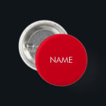 Minimalistischer, weißer individuelle Name Button<br><div class="desc">Minimalistischer Text in Rot und Weiß individuelle Name oder Monogramm moderne elegante Button-Taste. Anpassbarer weißer Text,  roter schlichter Hintergrund.</div>