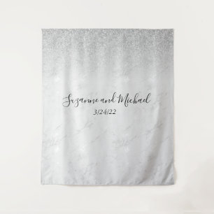 Minimalistischer weißer Marmor Ombre Glitter Hochz Wandteppich