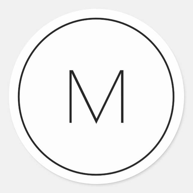 Minimalistischer weißer Monogramm-einfacher Single Runder Aufkleber (Vorderseite)