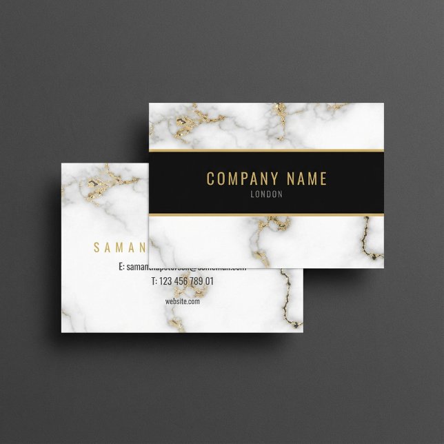 Minimalistischer weißer und goldener Marmor Visitenkarte (Minimalist White and Gold Marble Business Card.)