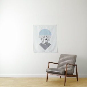 Minimalistischer Wellen-u. Punkt-Entwurf Wandteppich