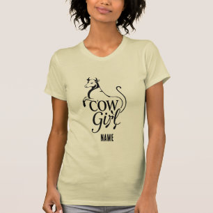 Minimalistischer westlicher Line-Art-Bauernhof-Mäd T-Shirt