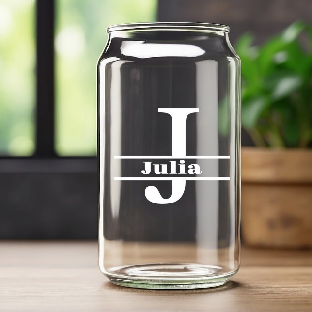 Minimalistischer White Letter J Monogramm und Indi Dosenglas (Von Creator hochgeladen)