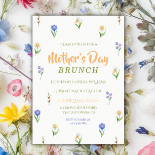 Minimalistischer Wildblumen-Muttertagsbrunch Einladung