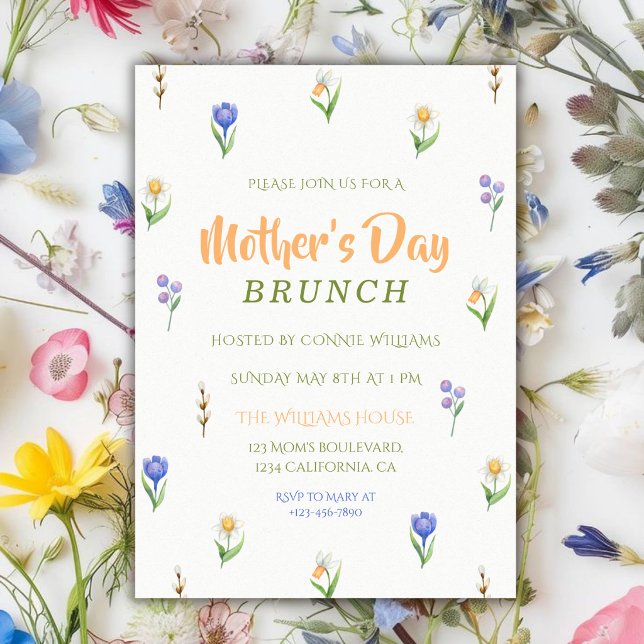 Minimalistischer Wildblumen-Muttertagsbrunch Einladung (Von Creator hochgeladen)