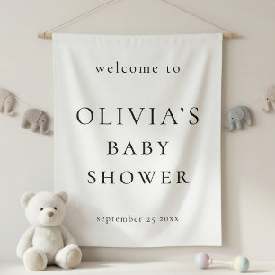 Minimalistischer Willkommensgruß zur Babyparty-Sto Wandteppich
