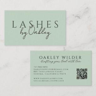 Minimalistischer Wimperntechniker QR Code Grün Visitenkarte
