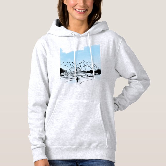 Minimalistischer Winter-Berg-Abenteuer-Pullover - Hoodie (Vorderseite)