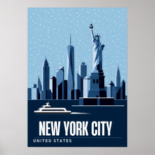 Minimalistischer Winter New York City Skyline Post Poster