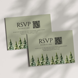 Minimalistischer Winter Snowy Pine Trees QR Code H RSVP Karte