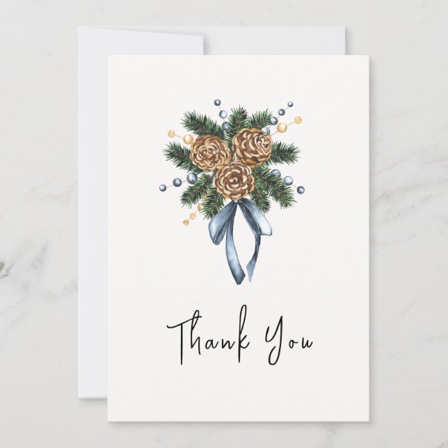 Minimalistischer Winter Weihnachtskranz Kinderdusc Dankeskarte (Vorderseite)