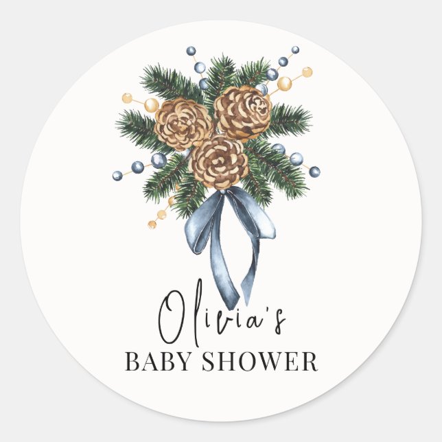 Minimalistischer Winter Weihnachtskranz Kinderdusc Runder Aufkleber (Vorderseite)