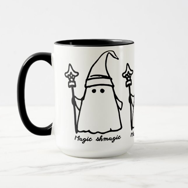 Minimalistischer Wizard Ghost Zeichne Magic Sketch Tasse (Links)