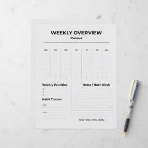 Minimalistischer Wochenplaner Wöchentlicher Aufg