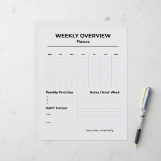Minimalistischer Wochenplaner | Wöchentlicher Aufg