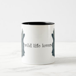 Minimalistischer Wolfskopf Zweifarbige Tasse