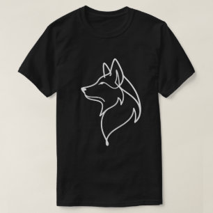 Minimalistischer Wolfskopfumriss T-Shirt