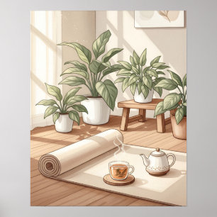 Minimalistischer Yoga-Eckpunkt - Ruhiger Meditatio Poster