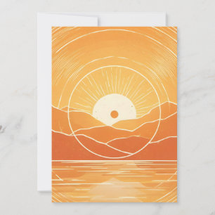Minimalistischer Zen-Berg-Ozean-Retro-Sonnenunterg Feiertagskarte