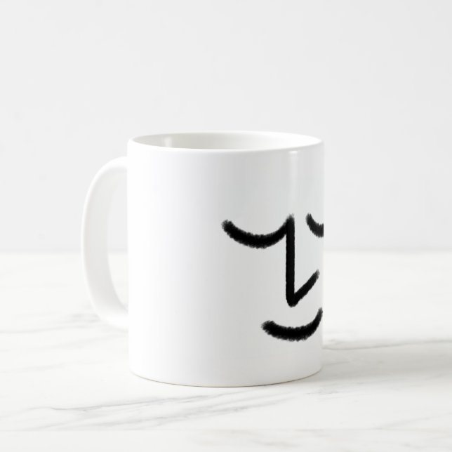 Minimalistischer Zen-Gesichtsmug Kaffeetasse (Vorderseite Links)