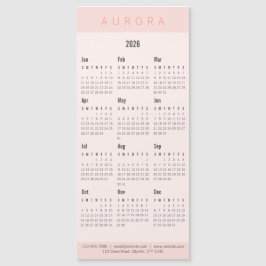 Minimalistischer zweiteiliger rosa Magnetkalender Magnetkarte