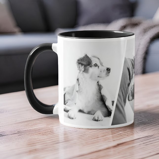 Minimalistisches 1 oder 3 Haustierbild Schwarz & W Tasse (Von Creator hochgeladen)