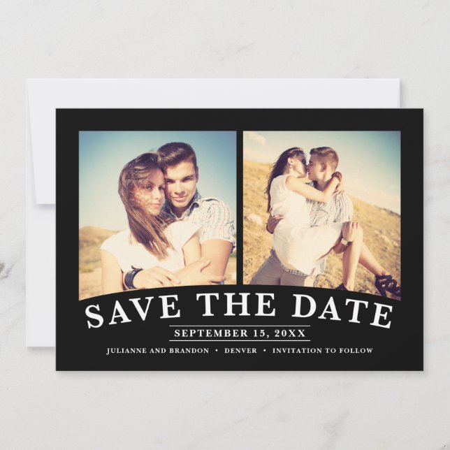 Minimalistisches 2-Foto Save the Date (Vorderseite)
