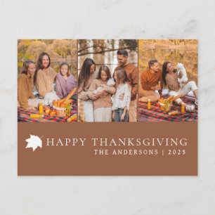 Minimalistisches 3-Bilder-Layout Thanksgiving Feiertagspostkarte