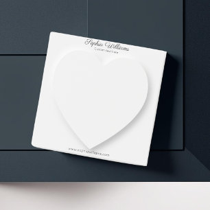 Minimalistisches 3D-Schattenweißherz Post-it Klebezettel